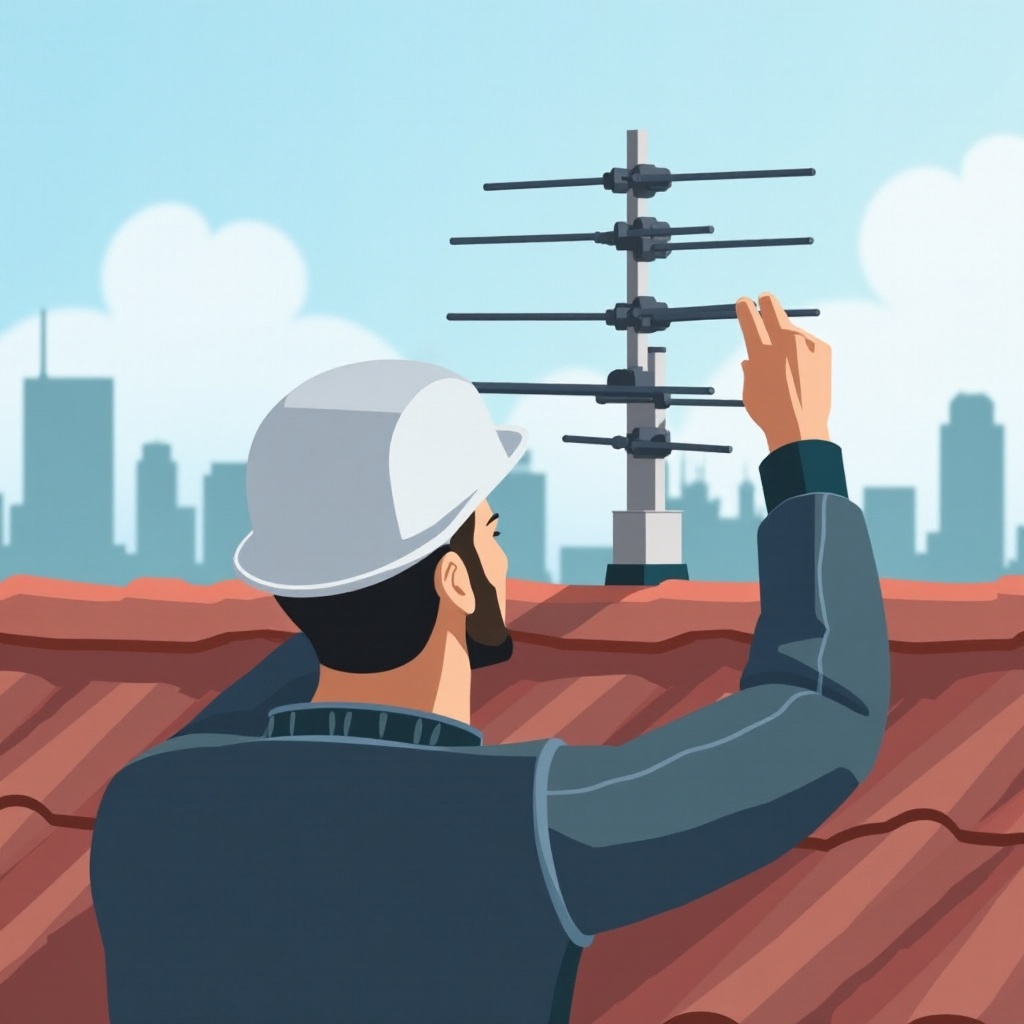 como montar a antena de TV no telhado